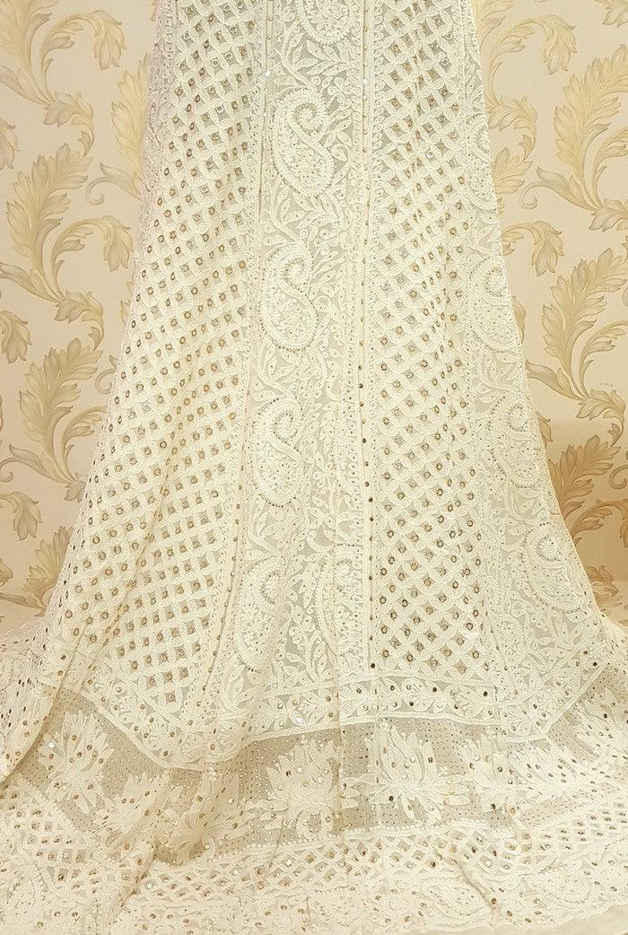 Pure Georgette Chikankari Lehenga - Adah Chikankari