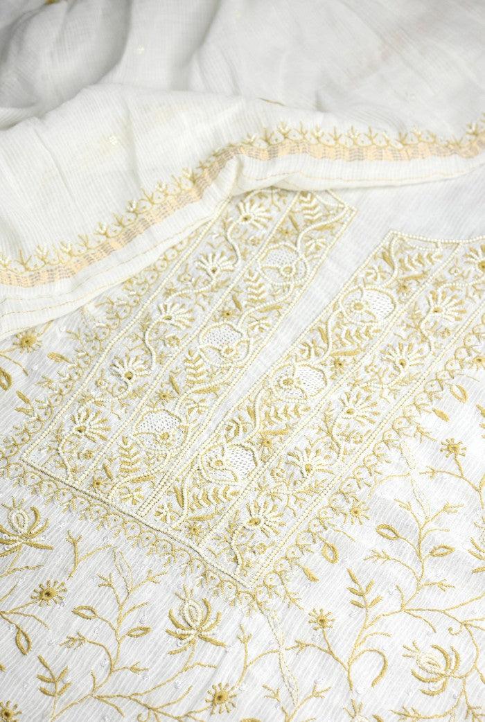 Chikankari Maheshwari Cotton Set ( Pearl Work ) - Adah Chikankari