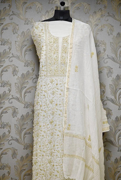 Chikankari Maheshwari Cotton Set ( Pearl Work ) - Adah Chikankari