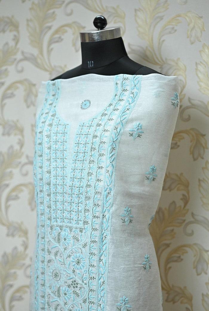 Chikankari Linen Suit ( Do Taar ) - Adah Chikankari