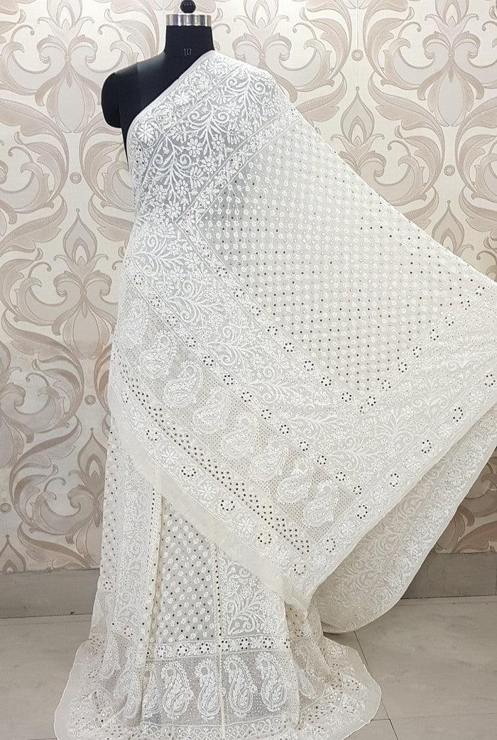 Pure Georgette Chikankari Lehenga - Adah Chikankari