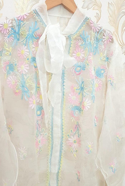 Chikankari Organza Top ( Semistitched ) - Adah Chikankari