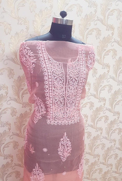 Chikankari Pure Organza Silk ( Kurta & Dupatta ) - Adah Chikankari