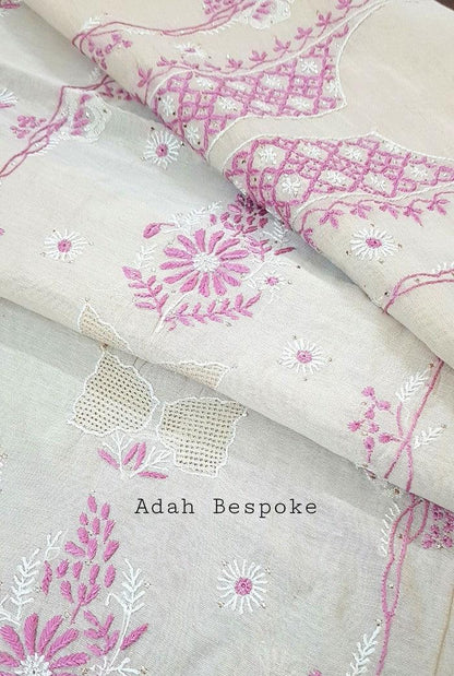 Tissue Silk Designer Suit ( Kurta & Dupatta ) - Adah Chikankari