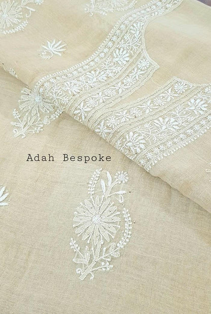 Chikankari Tissue Silk Suit ( Kurta & Dupatta ) - Adah Chikankari