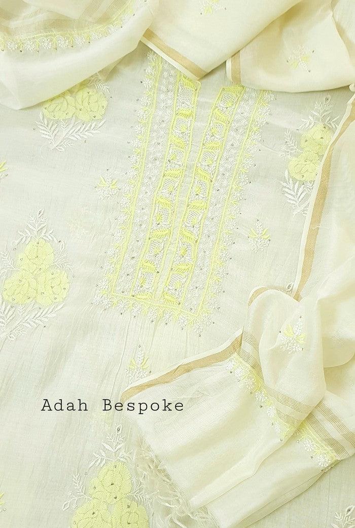 Chikankari Mul Chanderi Designer Suit - Adah Chikankari