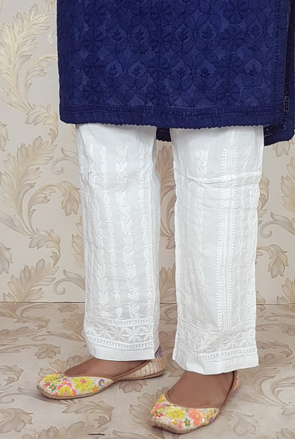 Chikankari Cotton Straight Pant ( with Lining )
