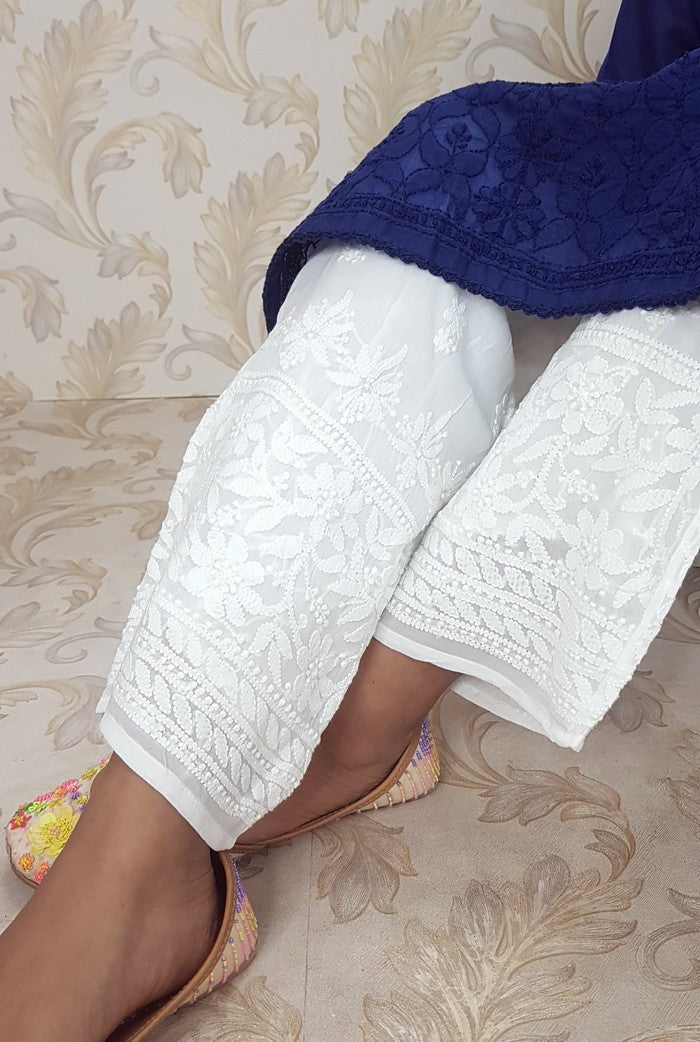 Chikankari Georgette Straight Pant ( with Lining )
