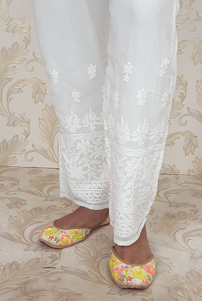 Chikankari Georgette Straight Pant ( with Lining )
