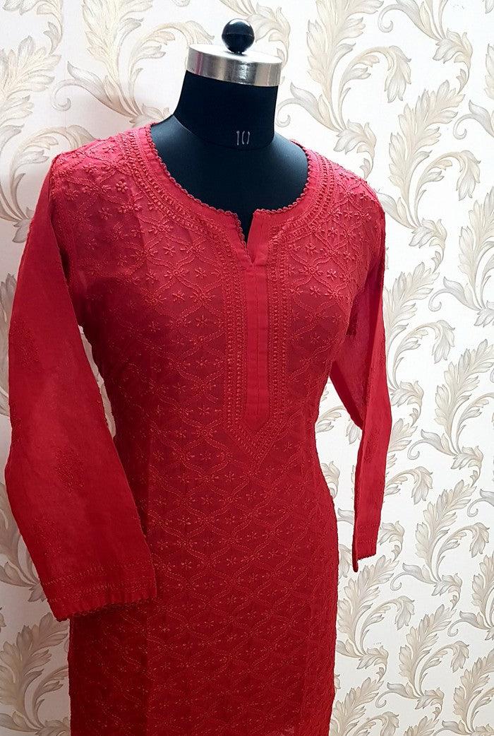 Chikankari Cotton Kurta - Adah Chikankari