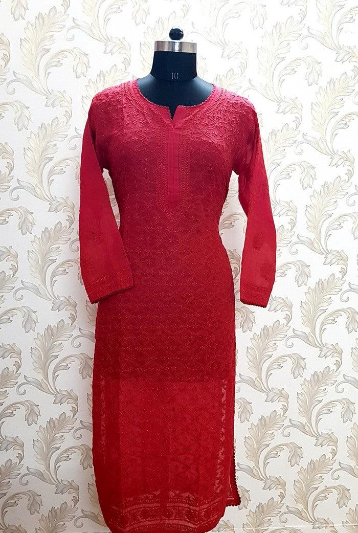 Chikankari Cotton Kurta - Adah Chikankari