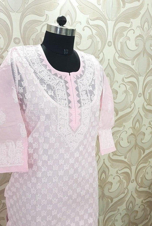 Pink Chikankari Kurta - Adah Chikankari