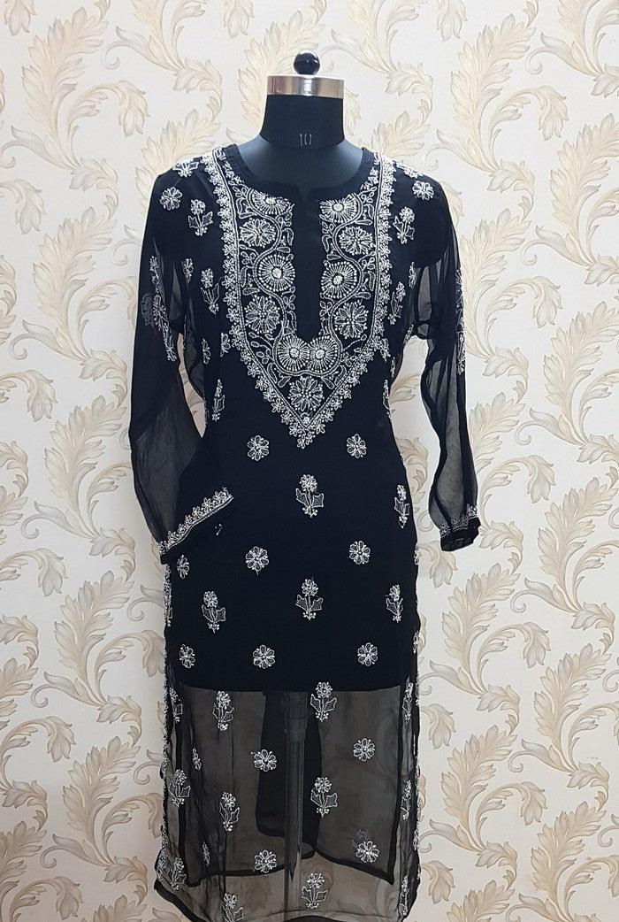 Chikankari Semigeorgette Kurta - Adah Chikankari