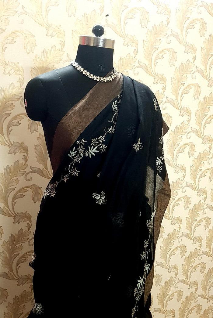 Designer Chanderi Silk Saree - Adah Chikankari