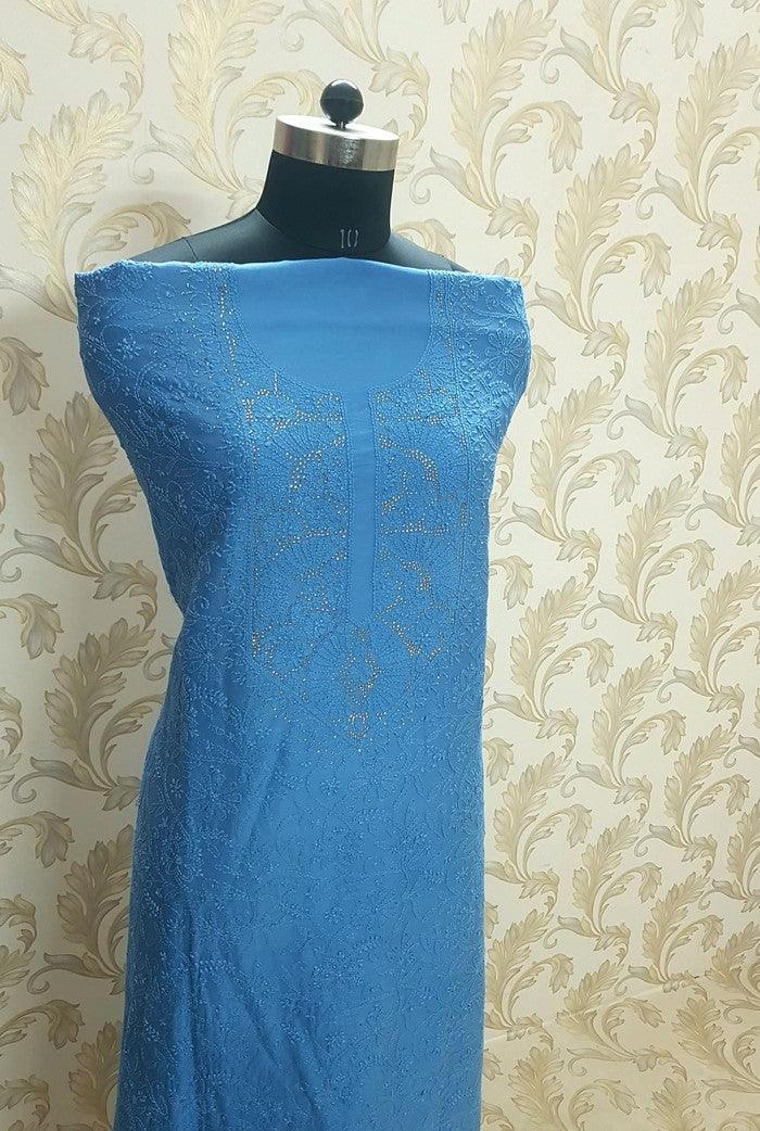 Chikankari Chanderi Silk Suits ( Kurta & Dupatta ) - Adah Chikankari