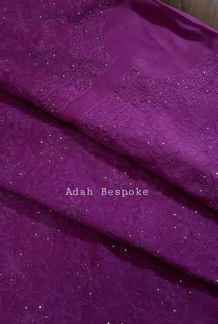 Chikankari Chanderi Silk Suits ( Kurta & Dupatta ) - Adah Chikankari