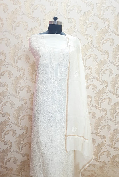 Chikankari Chanderi Silk Suits ( Kurta & Dupatta )