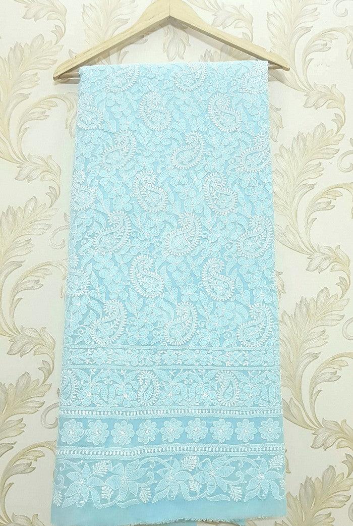 Chikankari Cotton Kurta ( Unstitched ) - Adah Chikankari