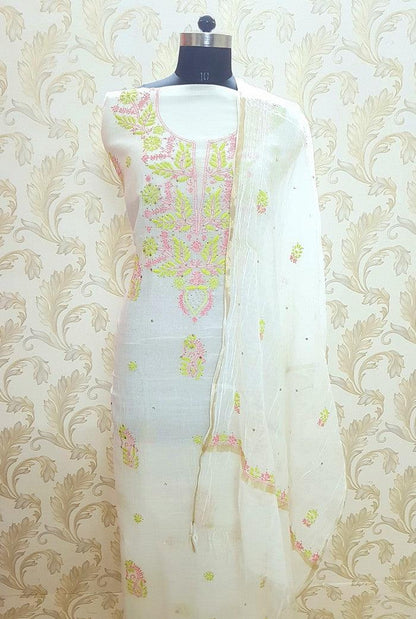 Chikankari Mul Chanderi Designer Suit - Adah Chikankari