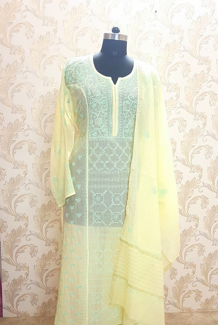 Chikankari Mul Chanderi Suit