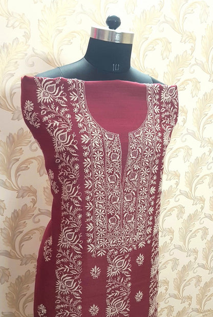 Chikankari Moonga Silk Set ( Do Taar )