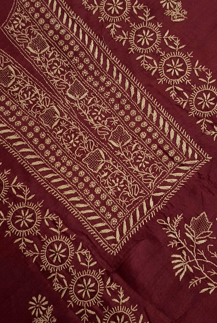 Chikankari Moonga Silk Set ( Do Taar )