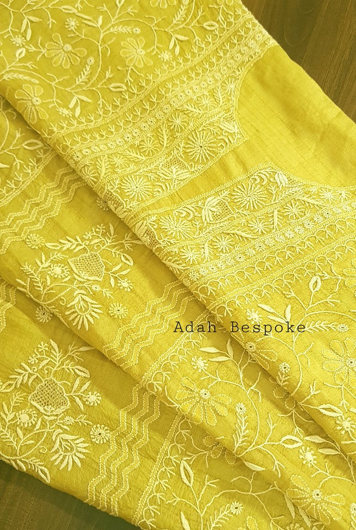 Chikankari Khadi Silk Set ( Do Taar )