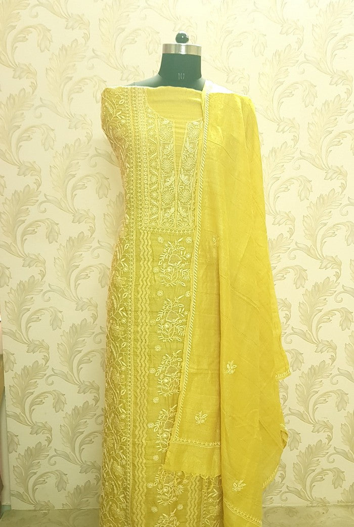 Chikankari Khadi Silk Set ( Do Taar )