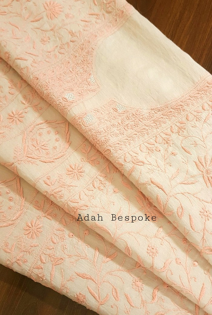 Chikankari Moonga Silk Set ( Do Taar )
