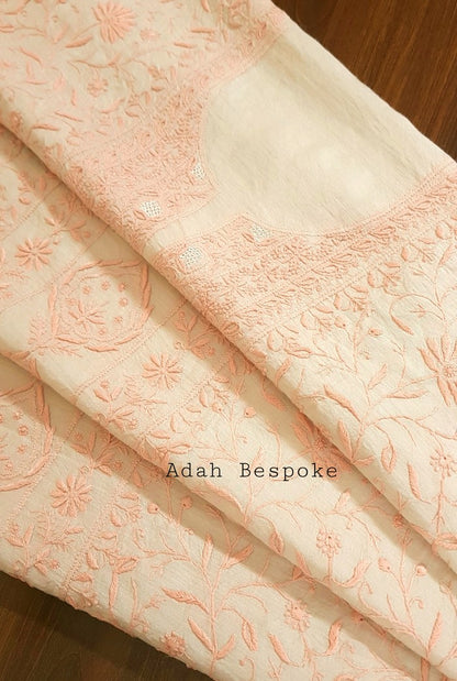 Chikankari Moonga Silk Set ( Do Taar )