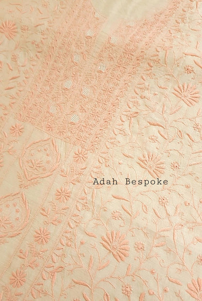 Chikankari Moonga Silk Set ( Do Taar )
