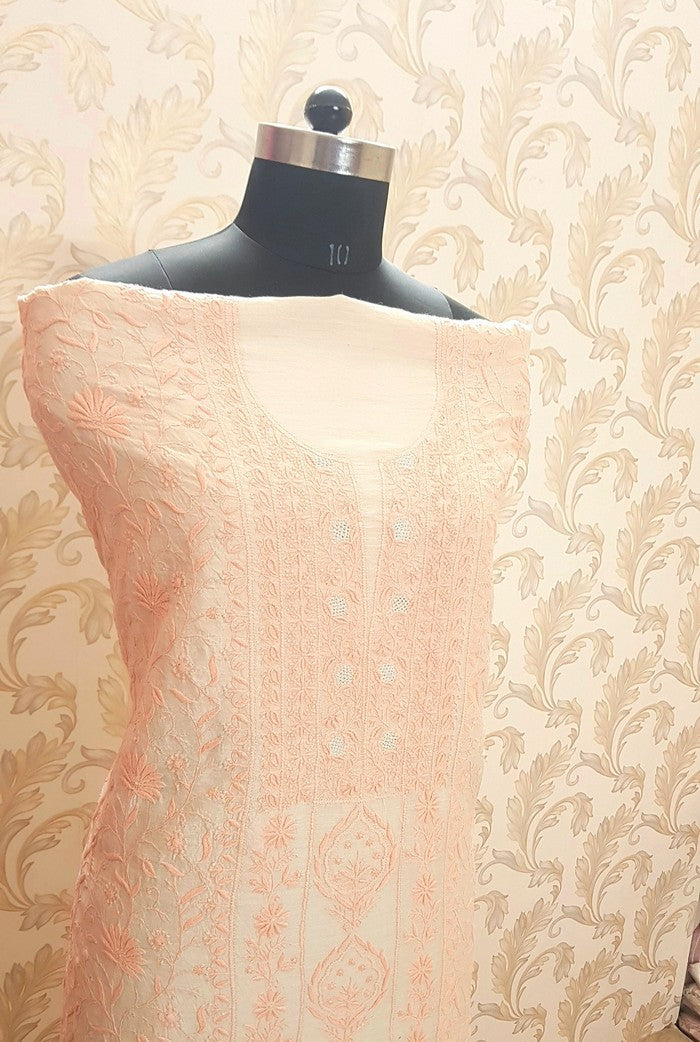 Chikankari Moonga Silk Set ( Do Taar )