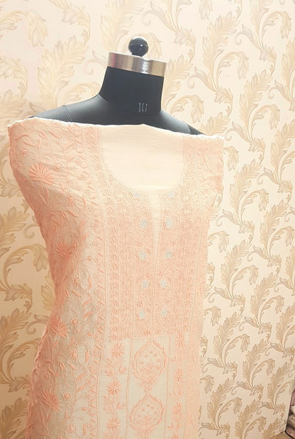 Chikankari Moonga Silk Set ( Do Taar )