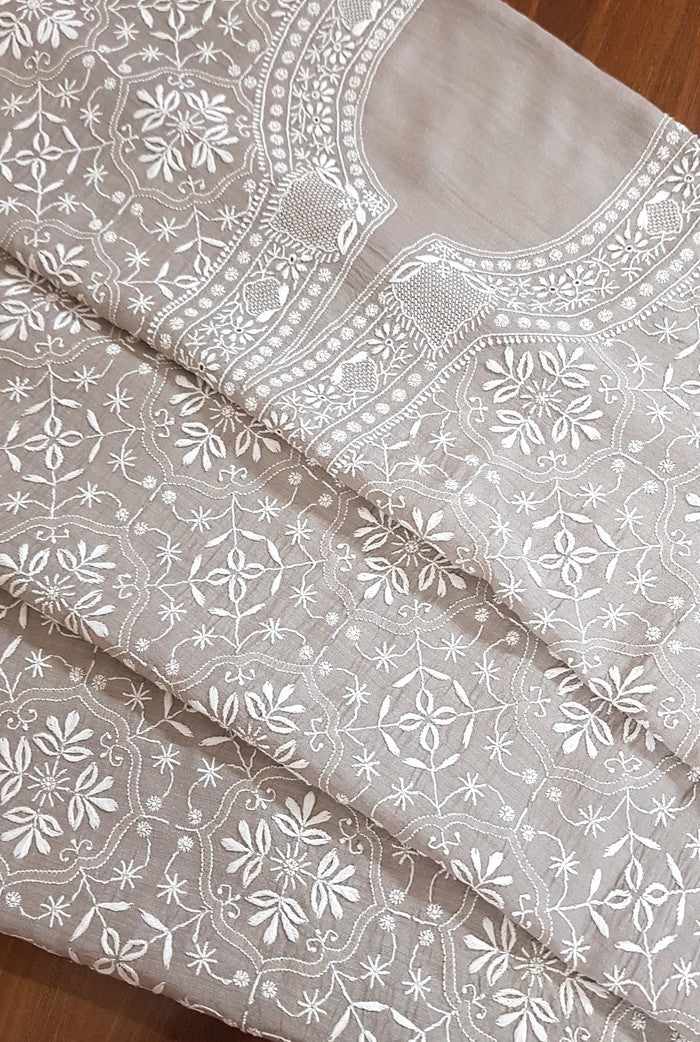 Chikankari Moonga Silk Set ( Do Taar )