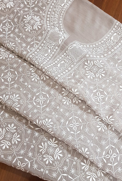 Chikankari Moonga Silk Set ( Do Taar )