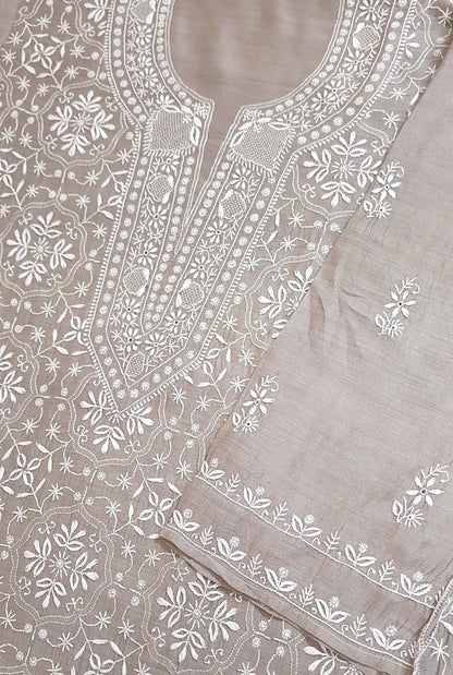 Chikankari Moonga Silk Set ( Do Taar )