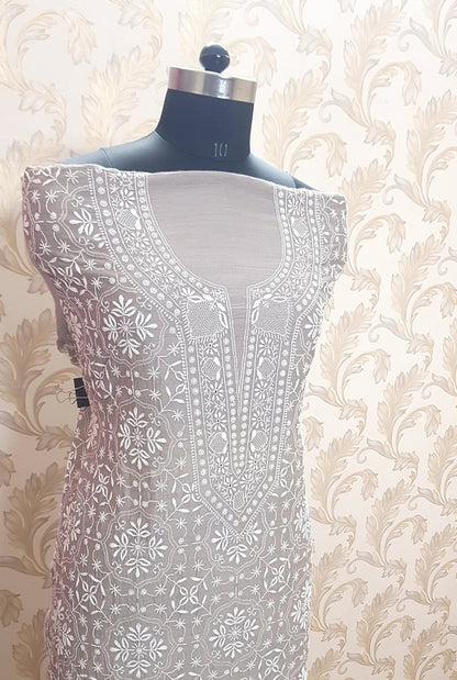 Chikankari Moonga Silk Set ( Do Taar )