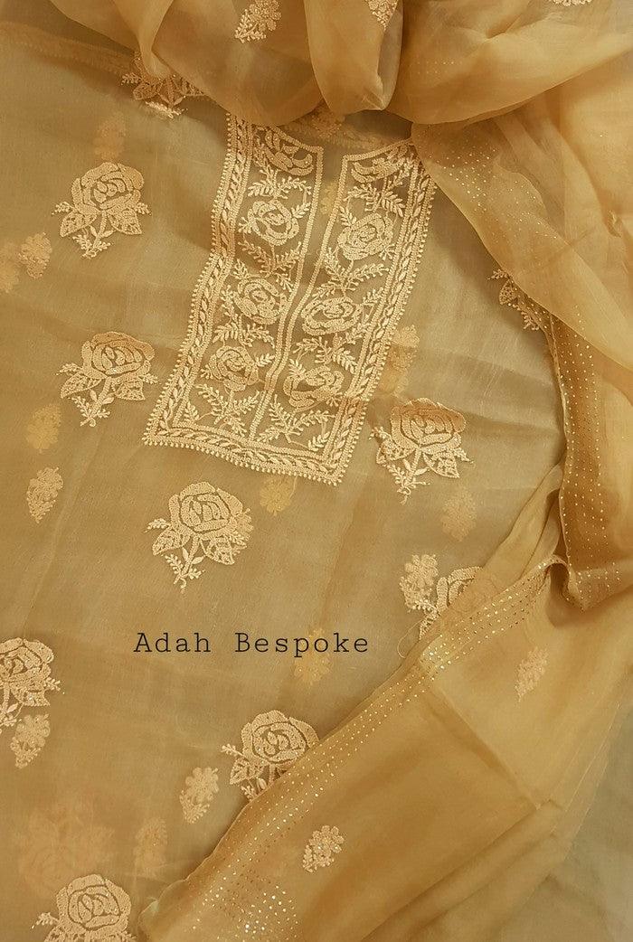 Chikankari Pure Organza Silk ( Kurta & Dupatta ) - Adah Chikankari