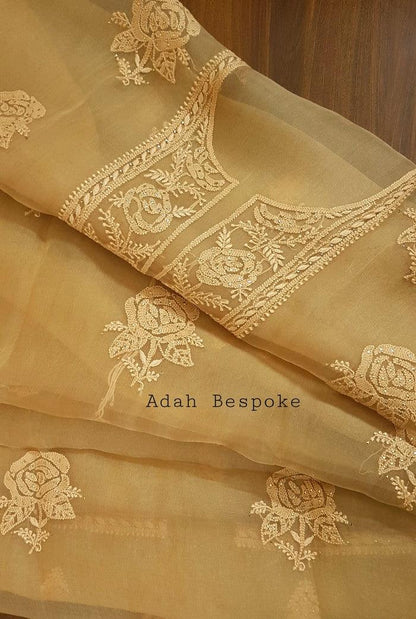 Chikankari Pure Organza Silk ( Kurta & Dupatta ) - Adah Chikankari