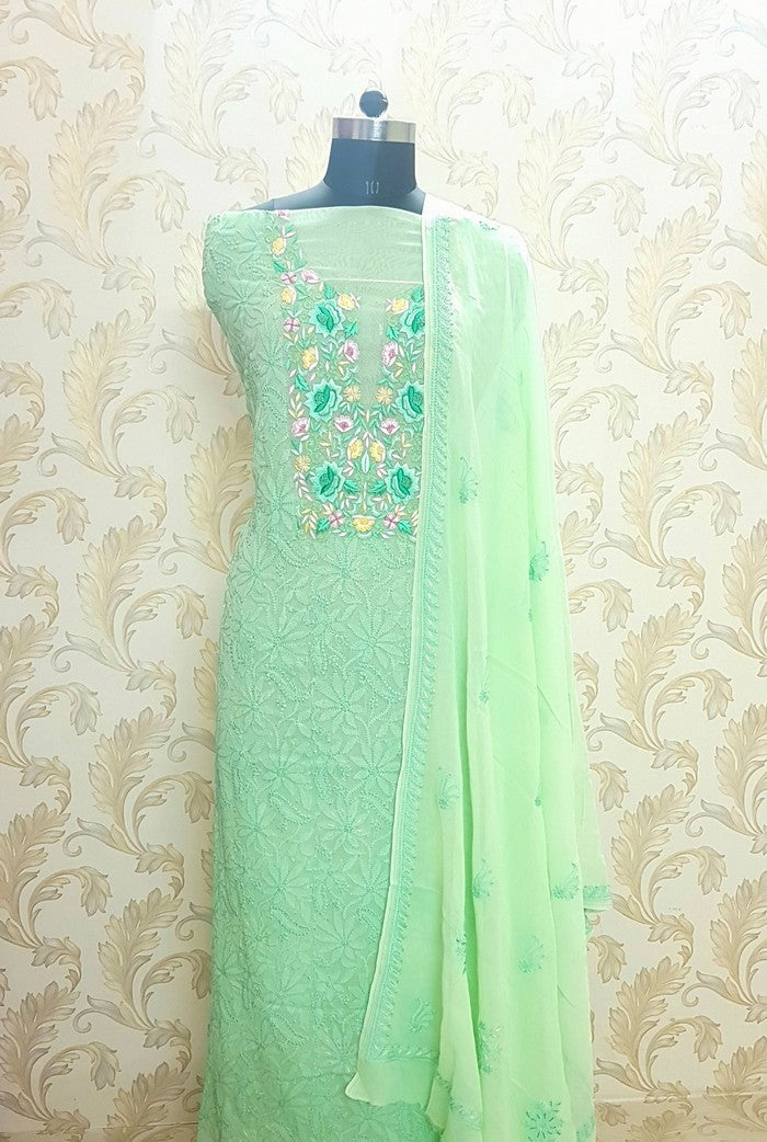 Chikankari Georgette Suit ( Parsi Work )