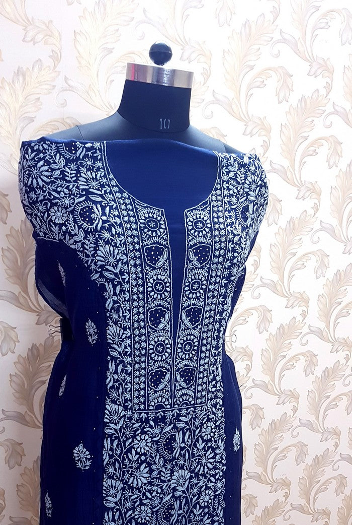 Chikankari Chanderi Designer Suit