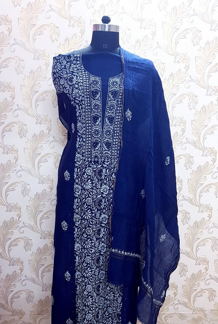 Chikankari Chanderi Designer Suit