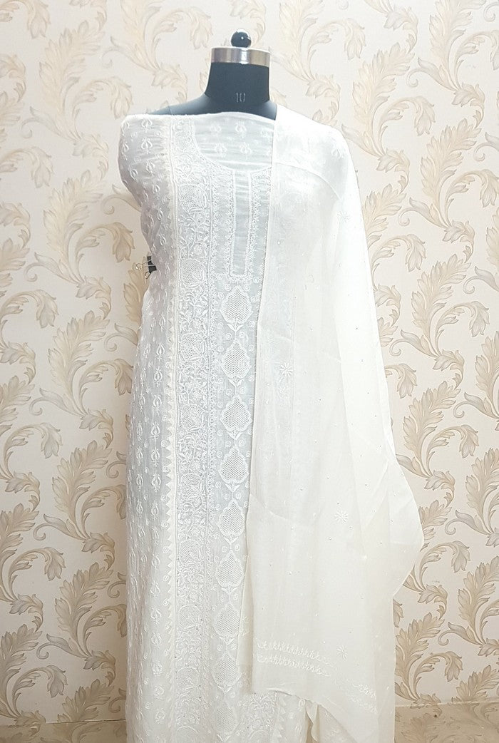 Chikankari Mul Chanderi Suit ( Sequins )