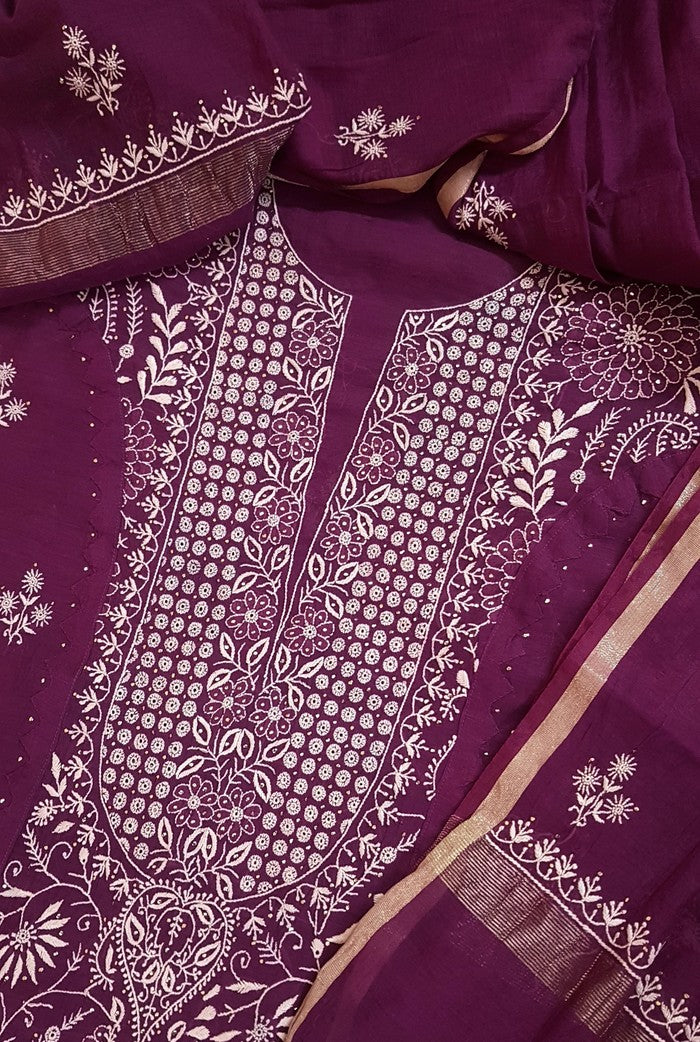 Chikankari Chanderi Designer Suit