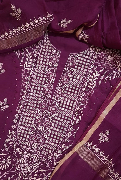 Chikankari Chanderi Designer Suit