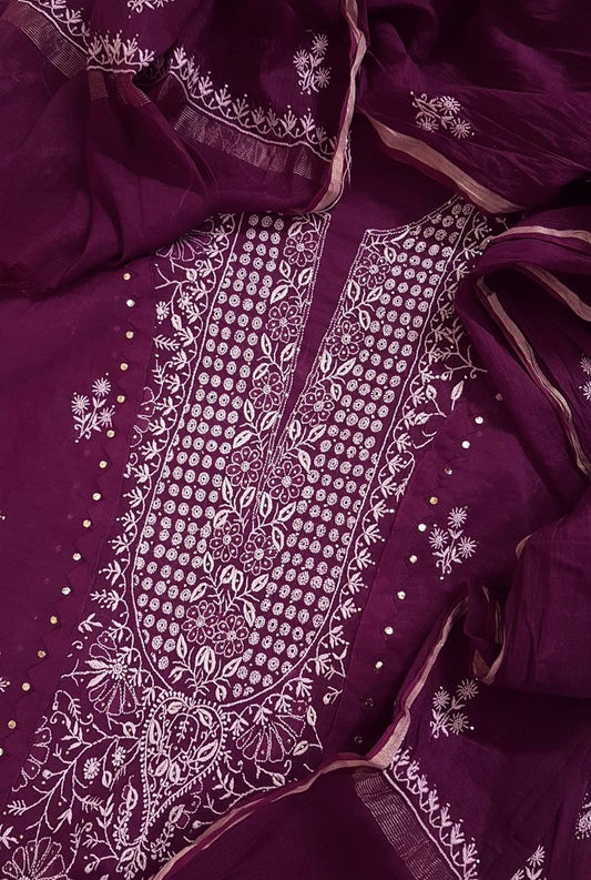 Chikankari Chanderi Designer Suit