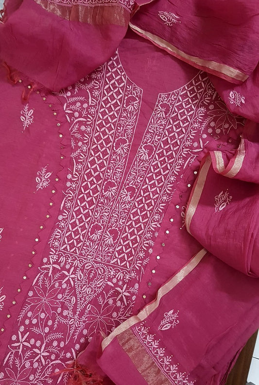 Chikankari Chanderi Designer Suit