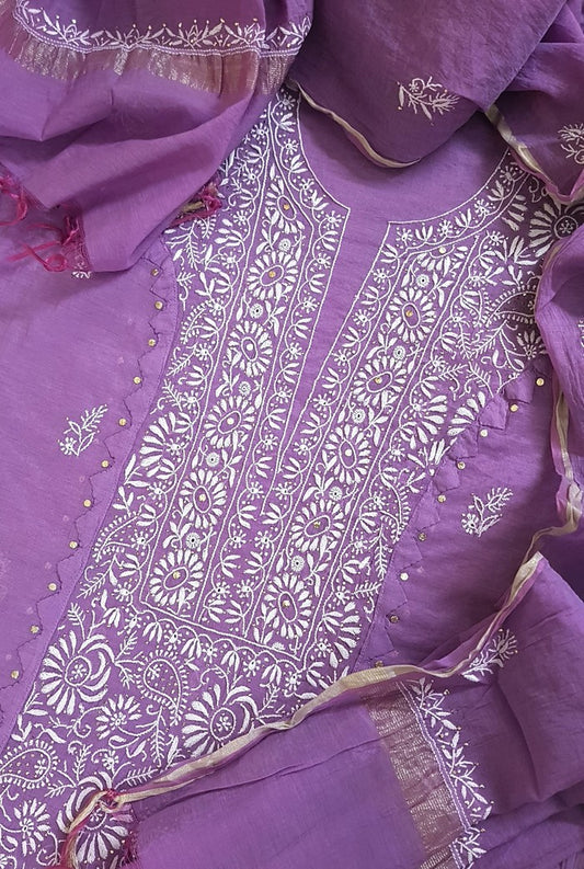 Chikankari Chanderi Designer Suit