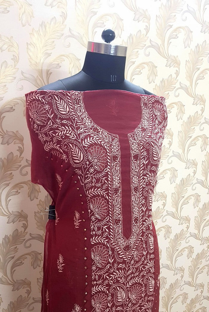 Chikankari Chanderi Designer Suit