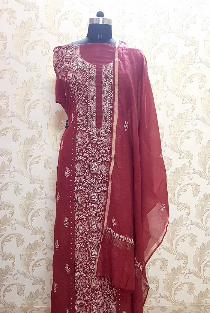 Chikankari Chanderi Designer Suit